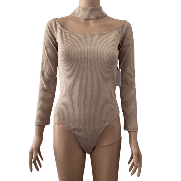 Astr The Label Bodysuit Ribbed Thong Mauve Pink Medium Off Shoulder - Picture 7 of 11
